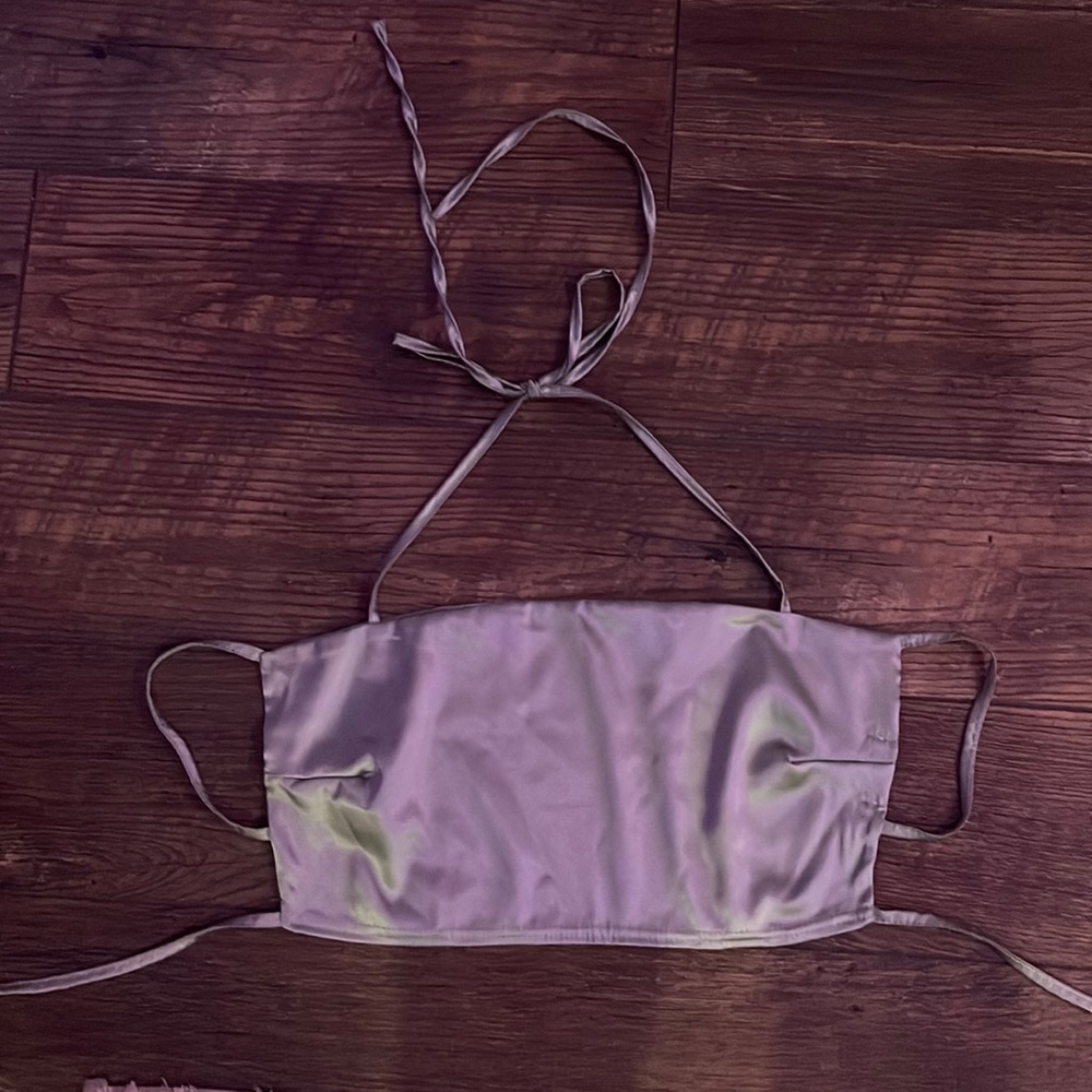 Nasty Gal green tie crop top